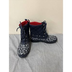 Sperry Saltwater Duck Rain Boots Womens Sz. 6 Navy Blue Waterproof Mid Rubber FS